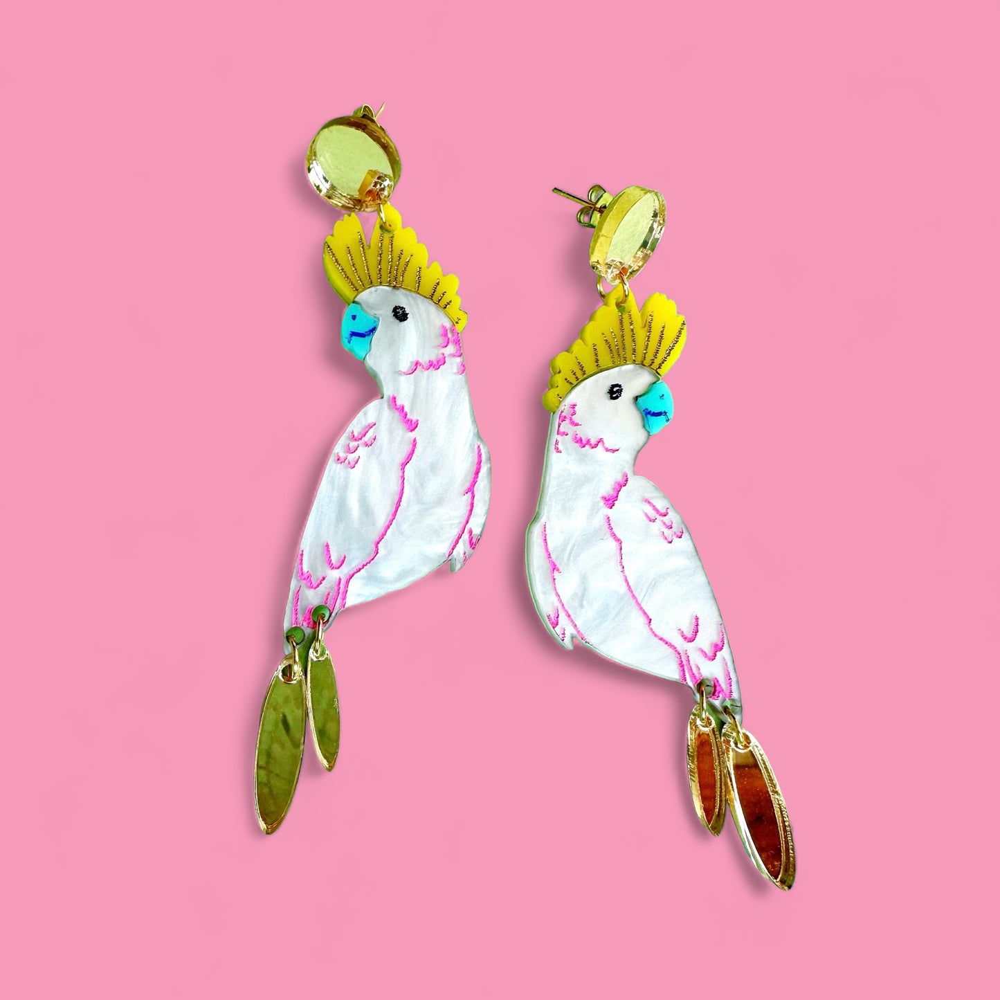 White Pearlized Cockatoo Dangles