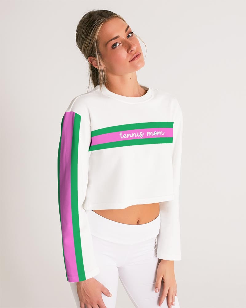 Pink and Green Tennis Mom Cropped Sweatshirt