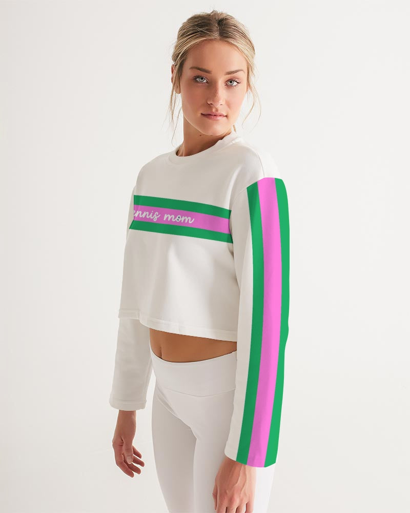 Pink and Green Tennis Mom Cropped Sweatshirt