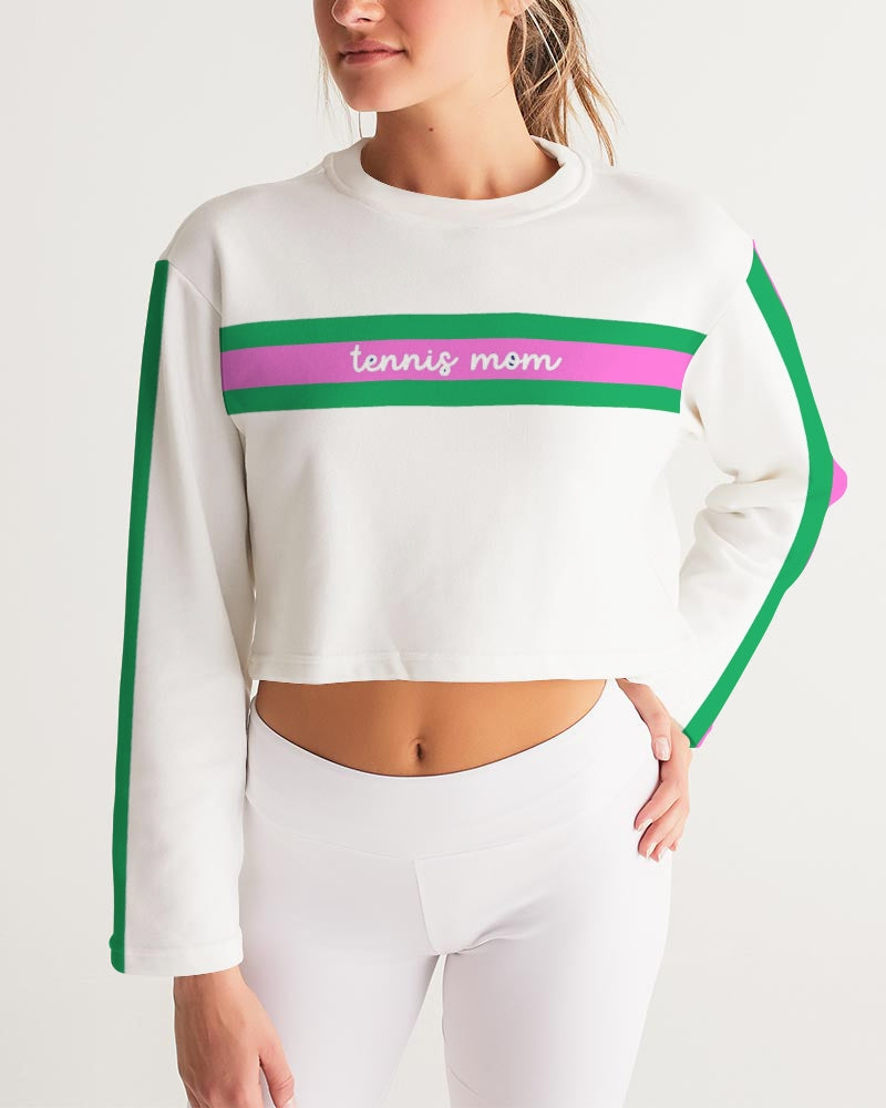 Pink and Green Tennis Mom Cropped Sweatshirt