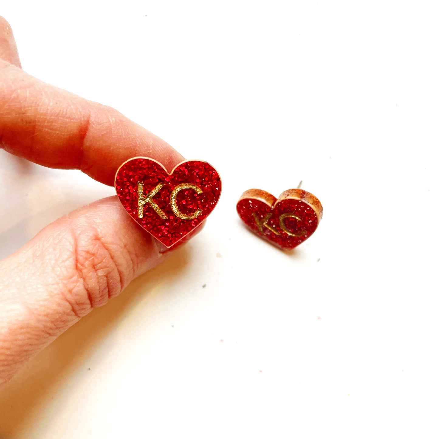 KC Red Heart Studs