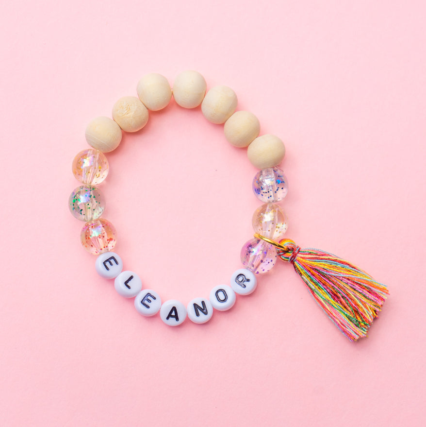 Rainbow Glitter Name Bracelet - Party Pack of 5