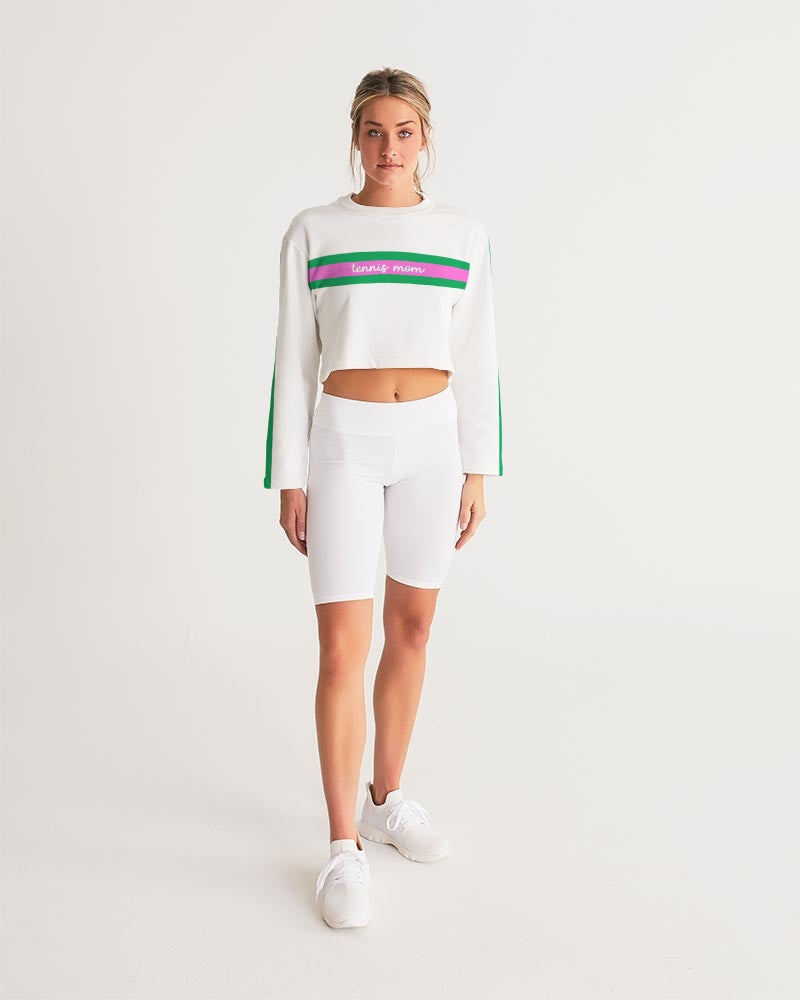Pink and Green Tennis Mom Cropped Sweatshirt
