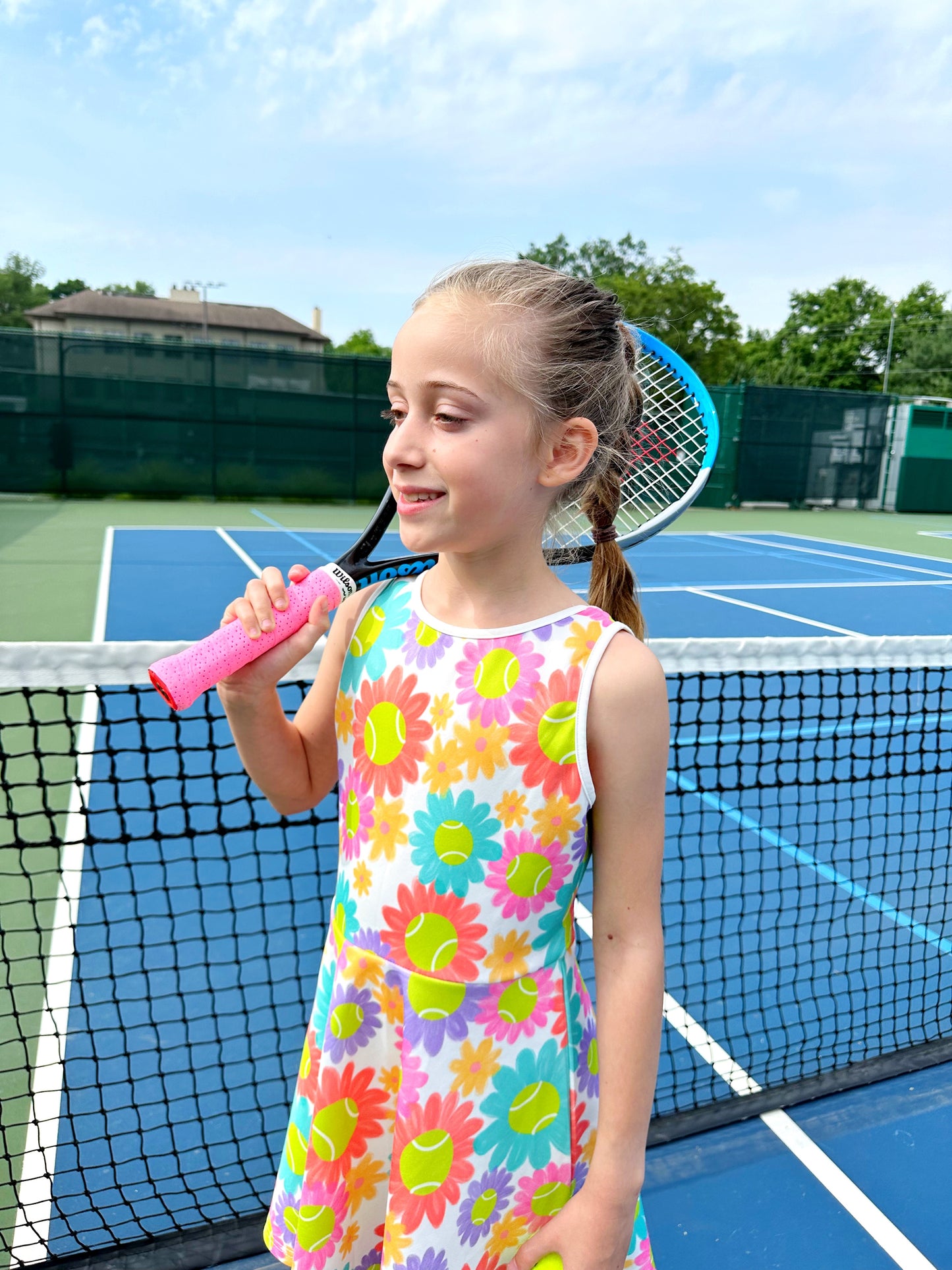 Load image into Gallery viewer, Blue Tennis Daisy Dress
