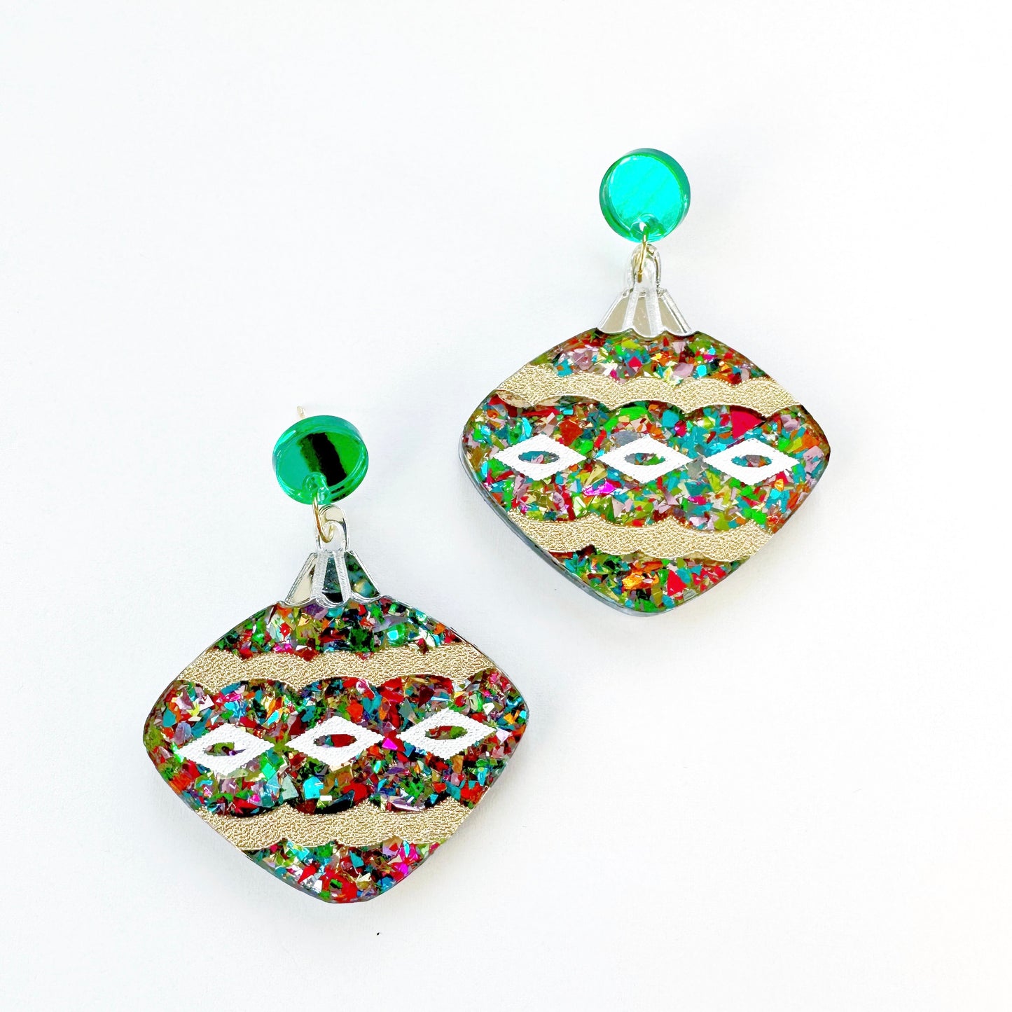 Load image into Gallery viewer, Vintage Ornament Earrings - Confetti
