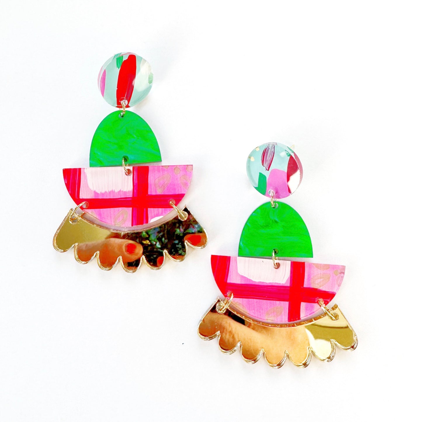 Grace Holiday Statement Earrings - Hand Painted