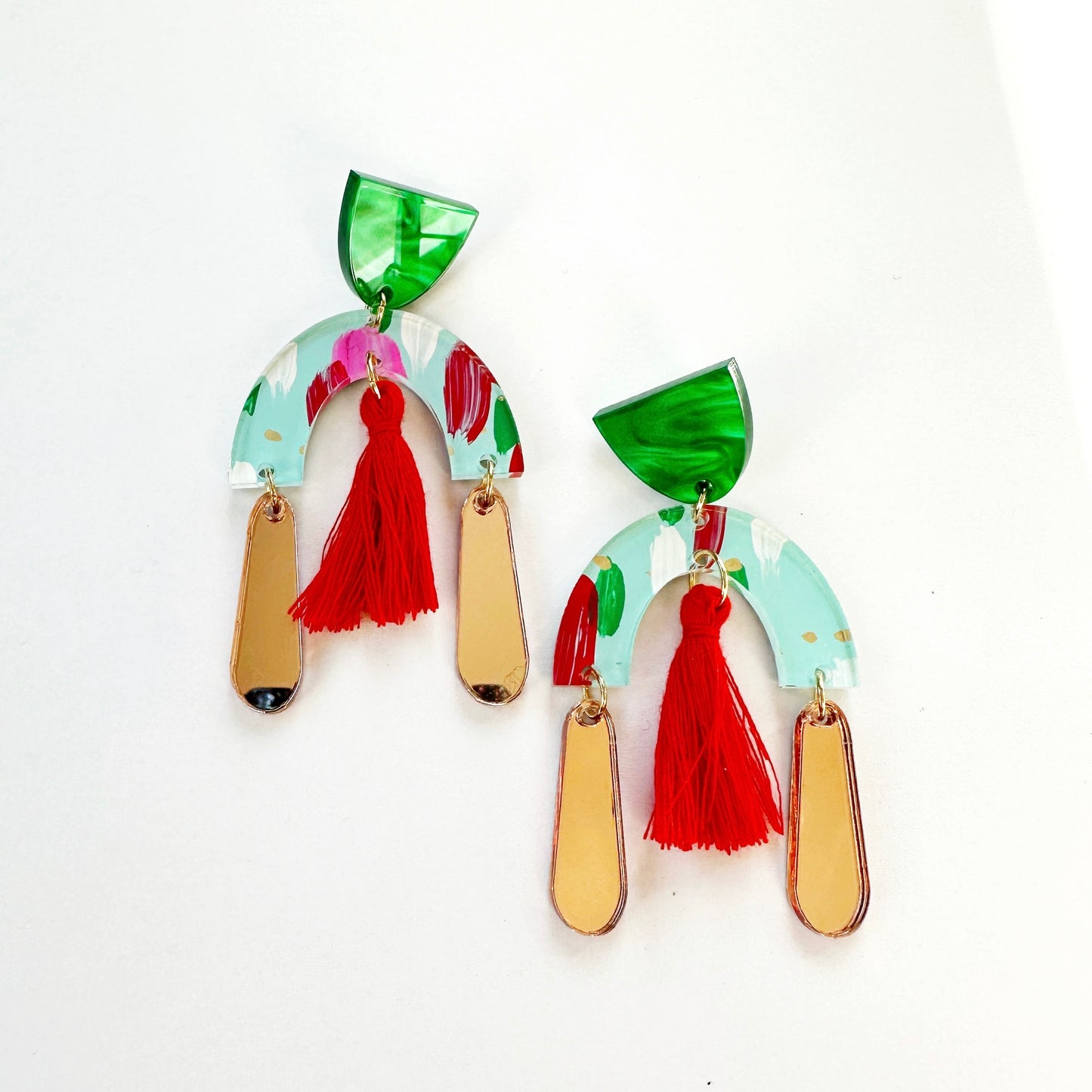 Load image into Gallery viewer, Eleanor Holiday Dangle Earrings - Hand Painted
