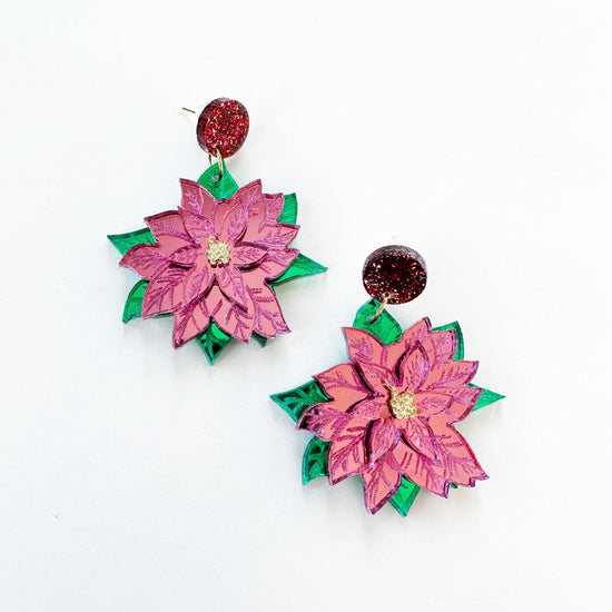 Poinsettia Earrings - pink