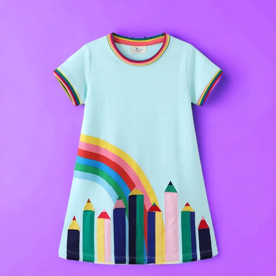 Load image into Gallery viewer, Color Pencils Applique Dress
