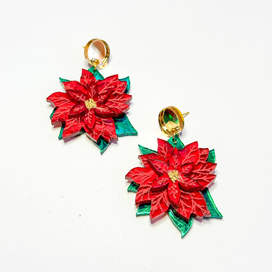 Load image into Gallery viewer, Poinsettia Earrings - red
