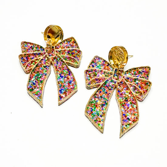 Load image into Gallery viewer, Glitter Bow Dangles
