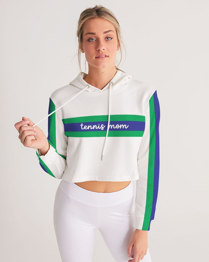 Tennis Mom Cropped Hoodie - Green and Blue