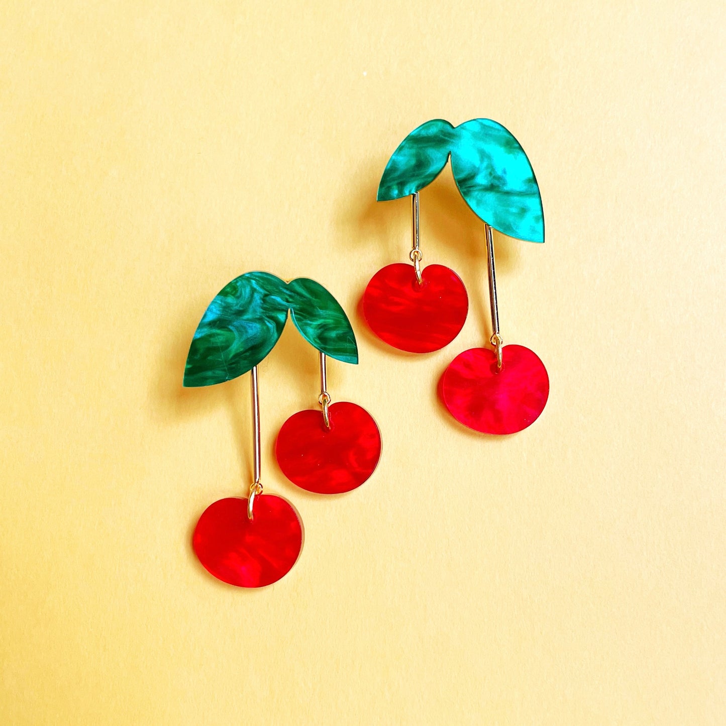 Cherry Drop Earrings - Red