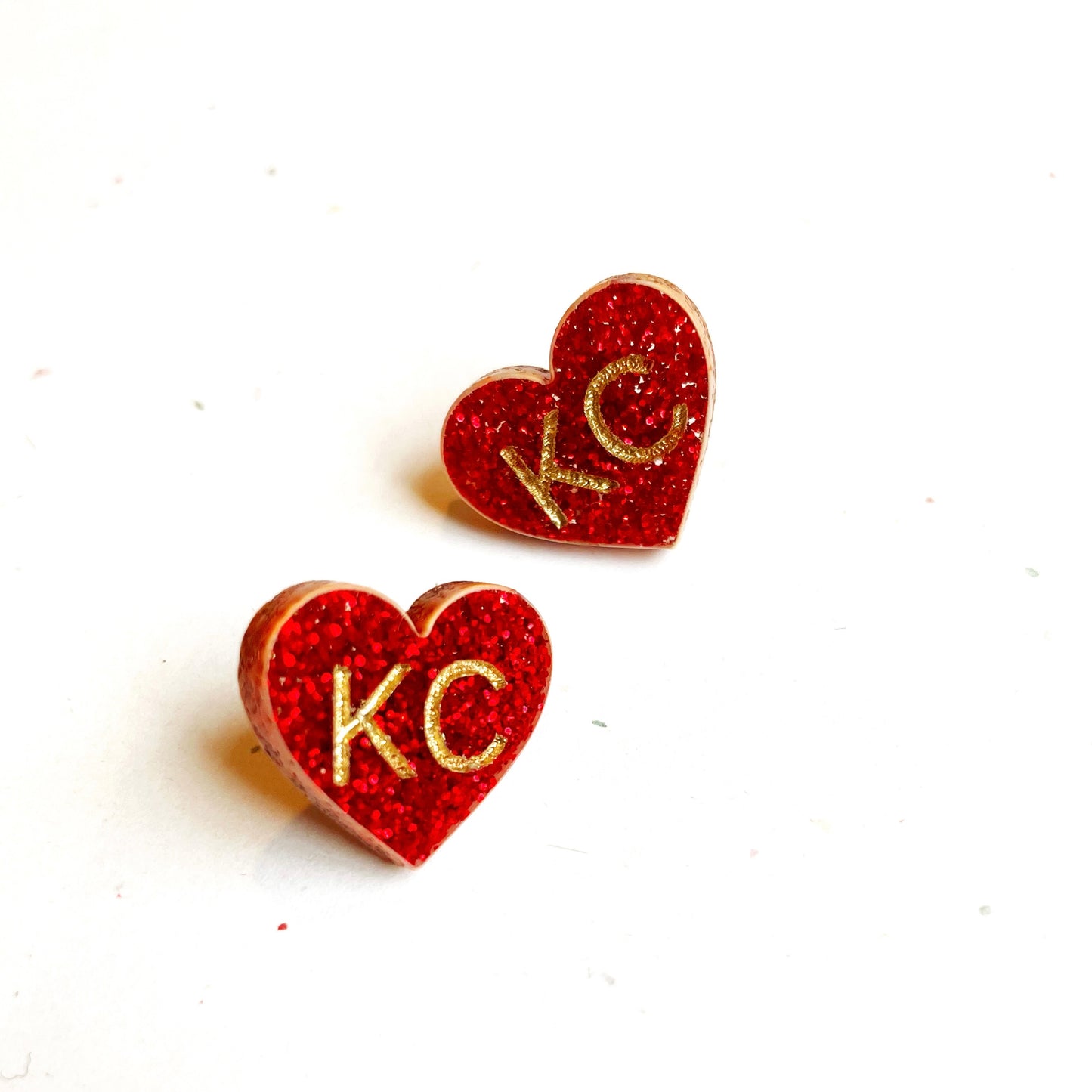 Load image into Gallery viewer, KC Red Heart Studs
