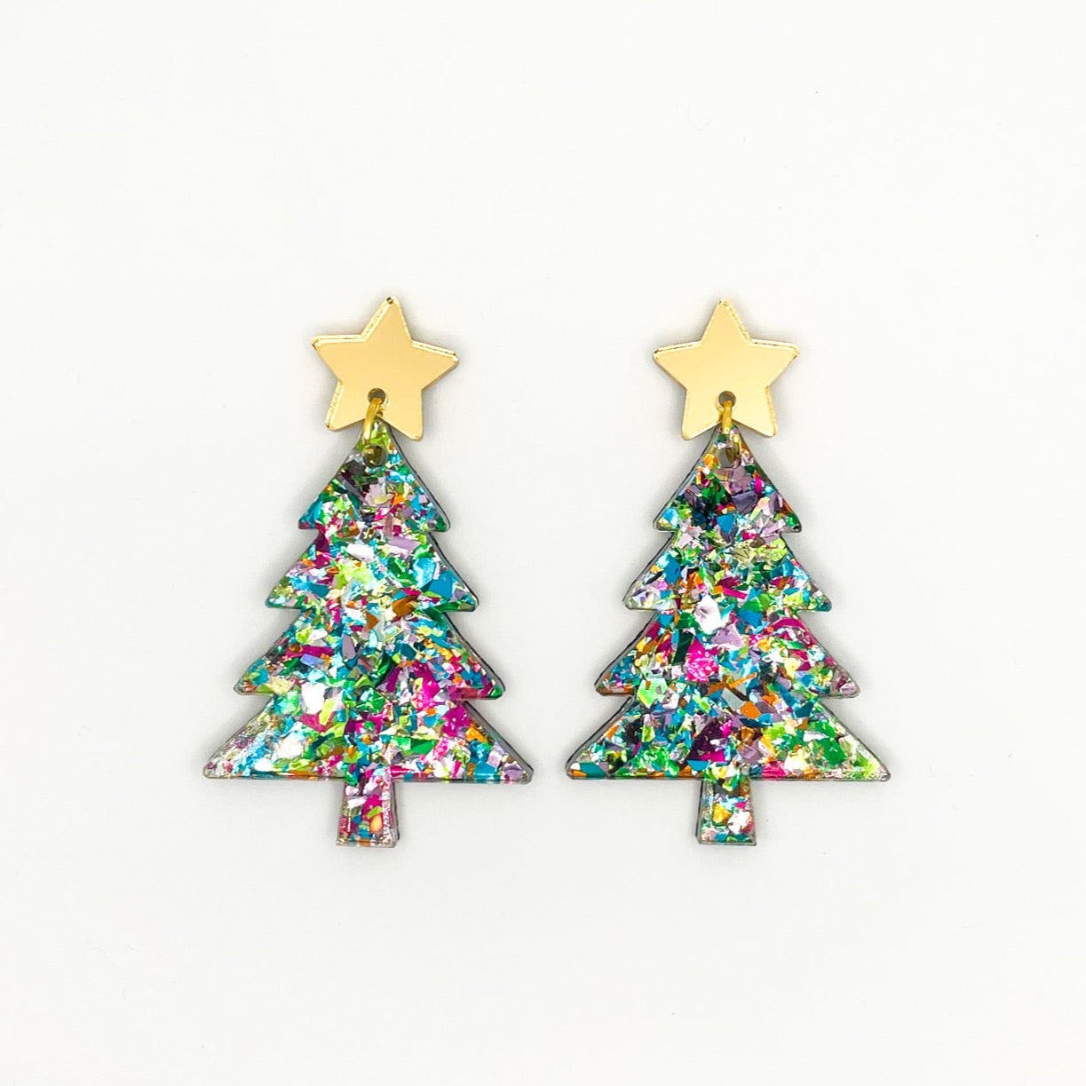 Confetti Glitter Holiday Tree Earrings