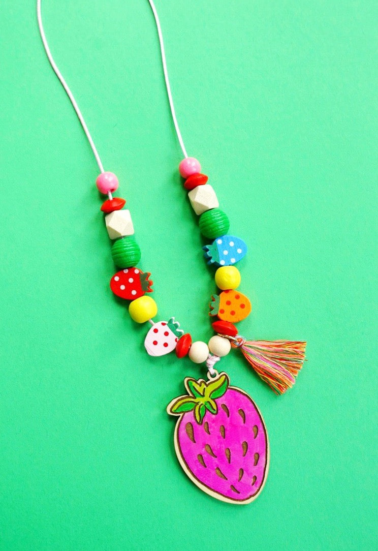 Load image into Gallery viewer, Strawberry Necklace Craft Kit

