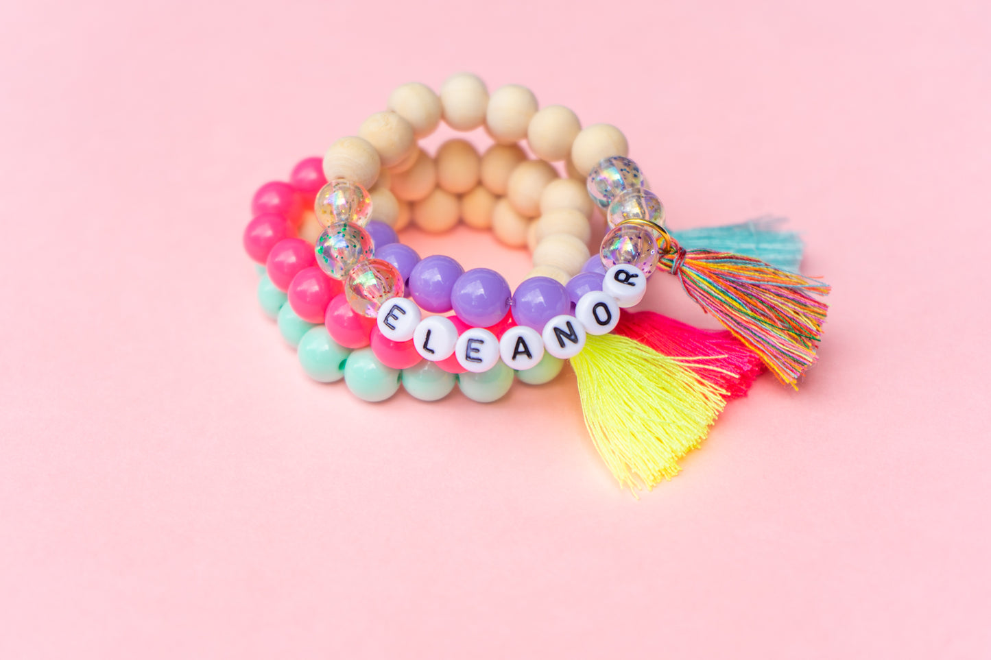 Rainbow Glitter Name Bracelet - Party Pack of 5