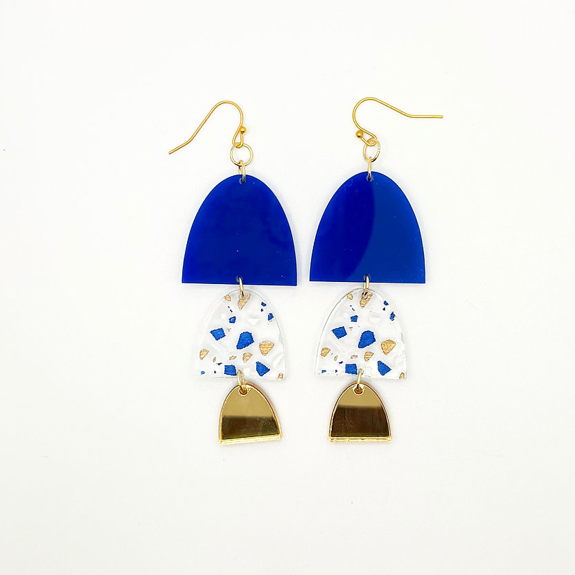 KC Blue and Gold Terrazo Dangle
