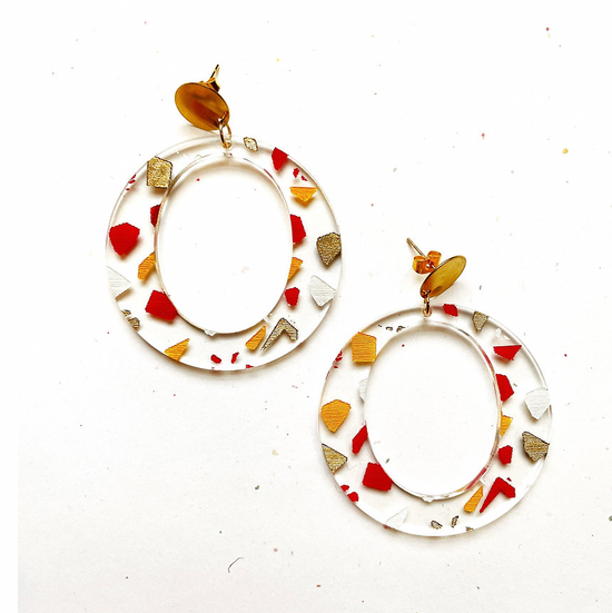 KC Red and Gold Terrazo Hoops