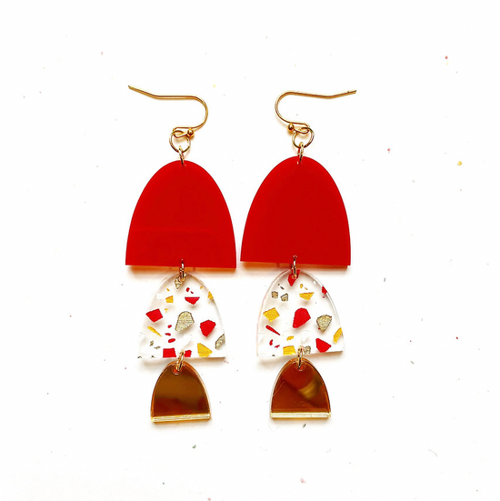 KC Red and Gold Terrazo Dangles