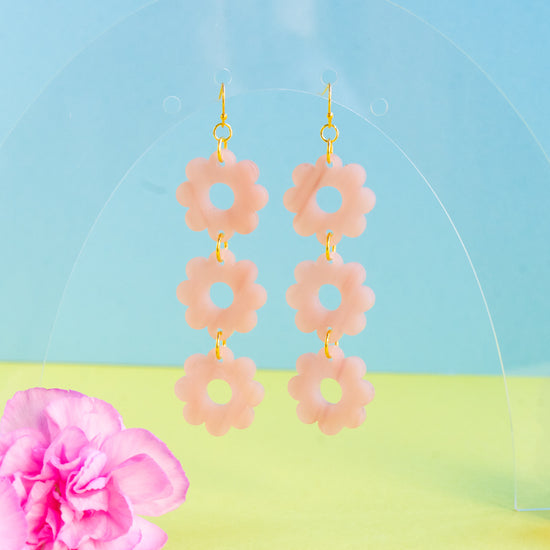 Load image into Gallery viewer, Daisy Chain Earrings - Rose Quartz
