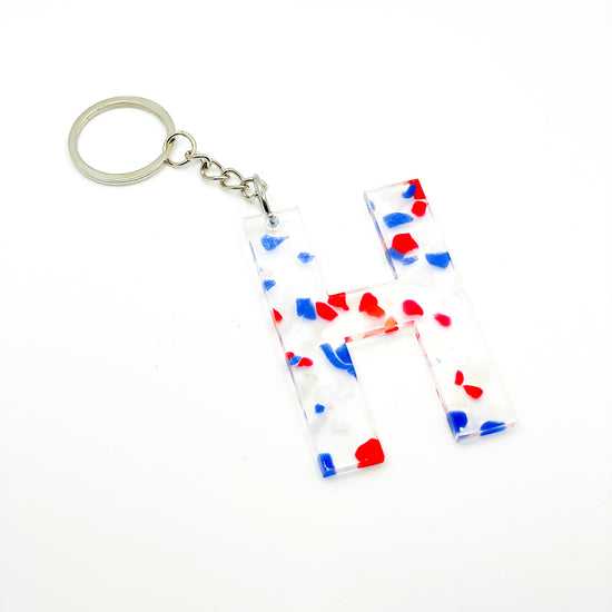 Load image into Gallery viewer, Red White and Blue Terrazo Custom Keychain
