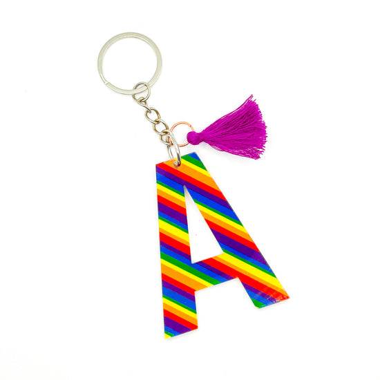 Rainbow Stripe Custom Keychain