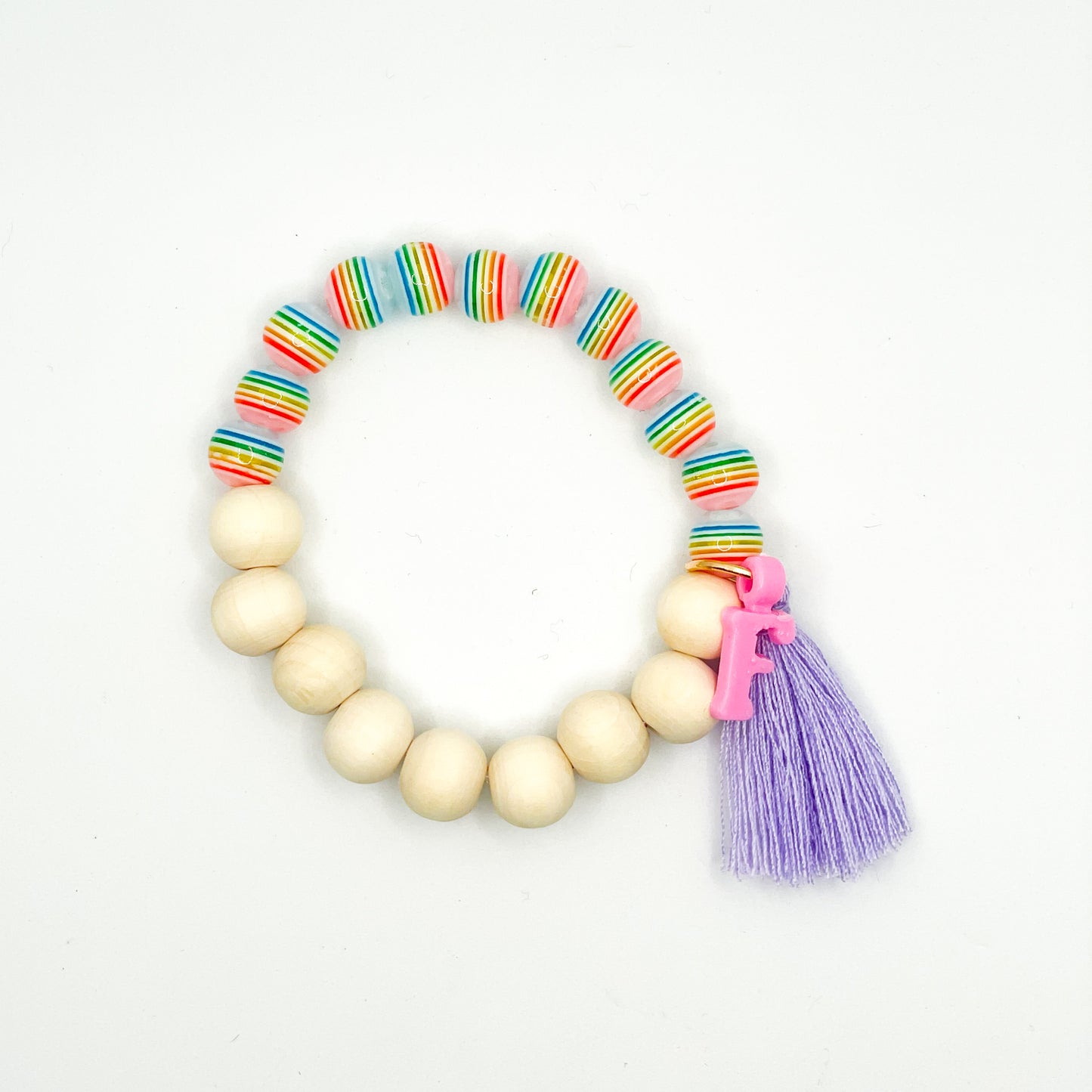 Rainbow Bead Letter Bracelet