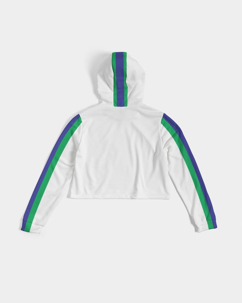 Tennis Mom Cropped Hoodie - Green and Blue