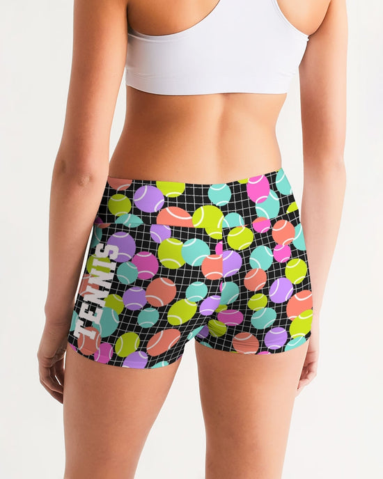 Multi-color Tennis Ball Women's Mid-Rise Shorts