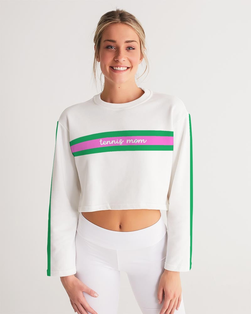 Load image into Gallery viewer, Pink and Green Tennis Mom Cropped Sweatshirt
