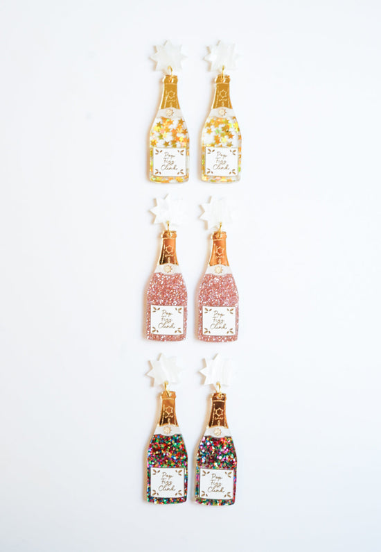 Pop Fizz Clink Earrings - Rainbow confetti