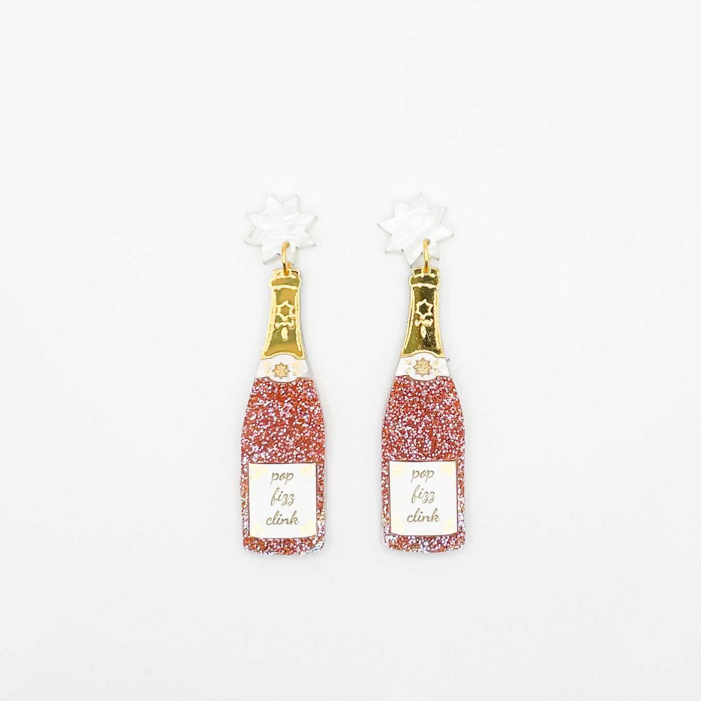 Pop Fizz Clink Earrings - Rosé Glitter